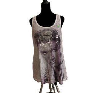 Elvis Presley Women’s White & Purple Sequin Tank Top - Size XL